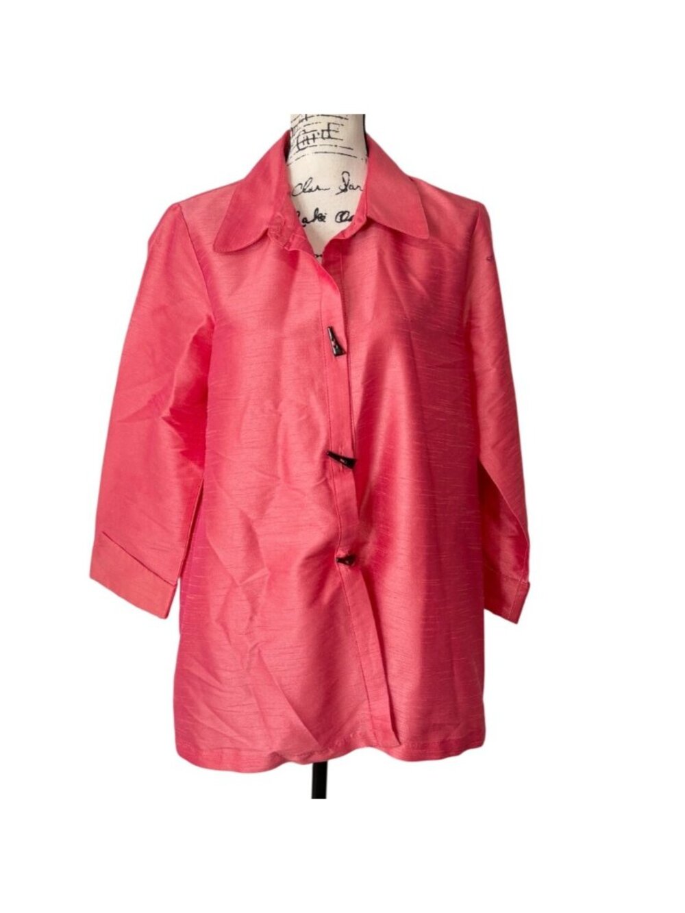 Gumps San Francisco Womens Size L Silk Blend Tunic Button-Up Top Salmon Pink